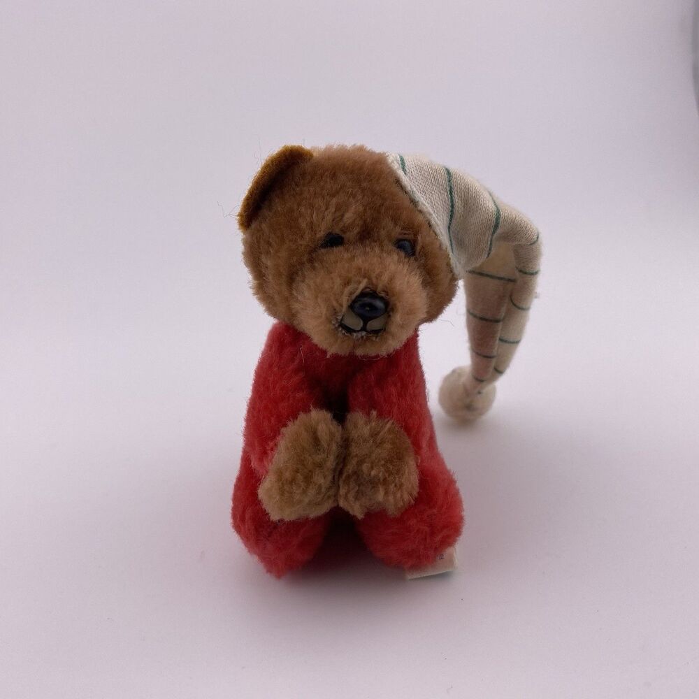 1984 Dakin Christmas Santa Bear Plush Pincher Hugger Clip Ornament Jingles